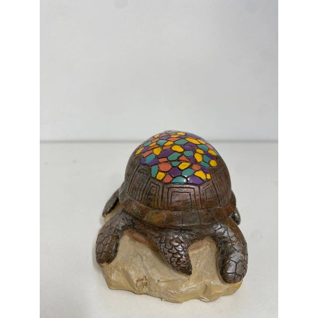Handcrafted Mosaic Turtle Figurine - Multicolor Miniature Sculpture 3"x4"-Unique For Sale - Image 10 of 11