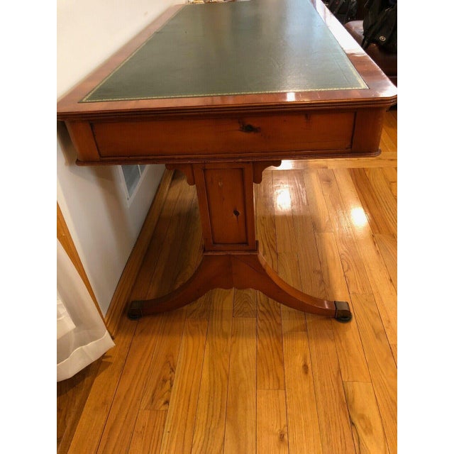 Alfonso Marina Regency Yew Wood Executive Writing Desk With Green Leather Top For Sale - Image 10 of 13