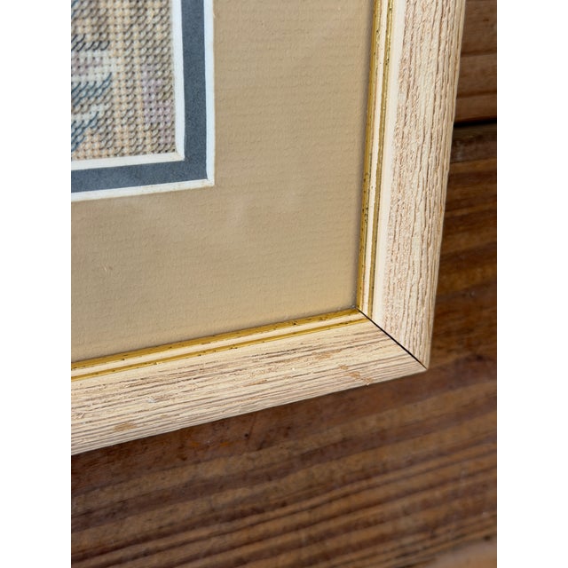 Vintage Coastal Egret Needlepoint Textile Art in Distressed Wood Frame For Sale - Image 9 of 11