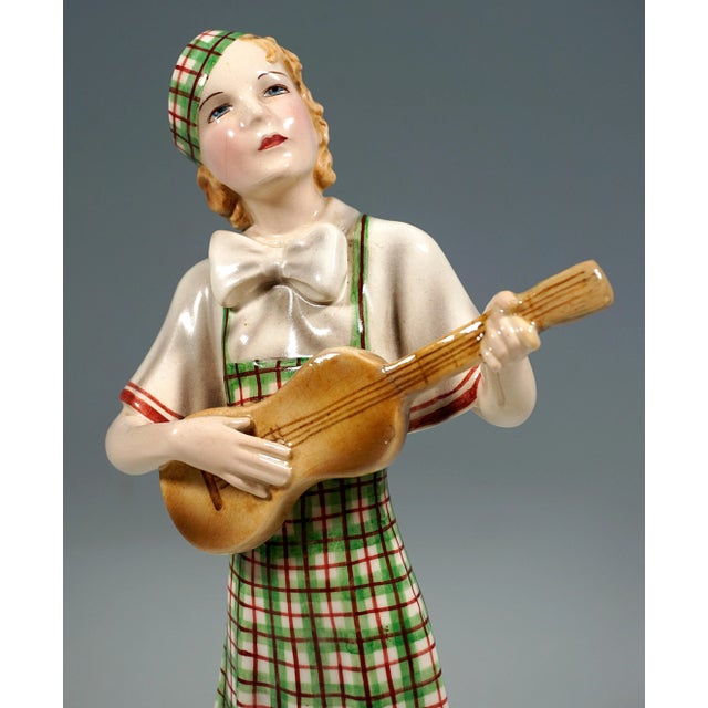 Art Deco Girl with Ukulele Figurine by Stephan Dakon, 1930s For Sale - Image 6 of 8
