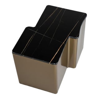 Ludie Irregular Shape Side Table with Black Marble Top For Sale