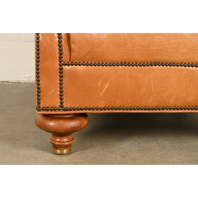 Baker Furniture Stately Homes Collection Late Victorian Tufted Leather Club Chair For Sale - Image 10 of 15