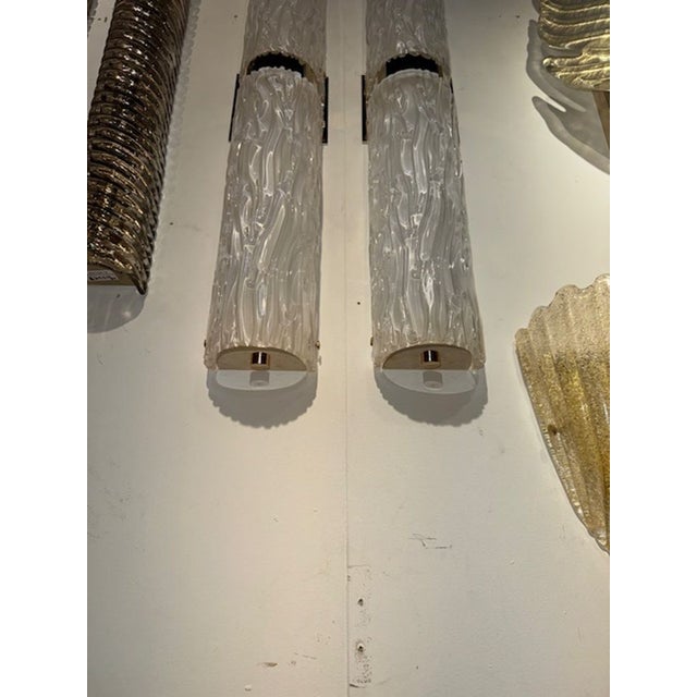 Early 21st Century Pair of Modern Murano Glass and Brass Barrel Sconces For Sale - Image 5 of 7