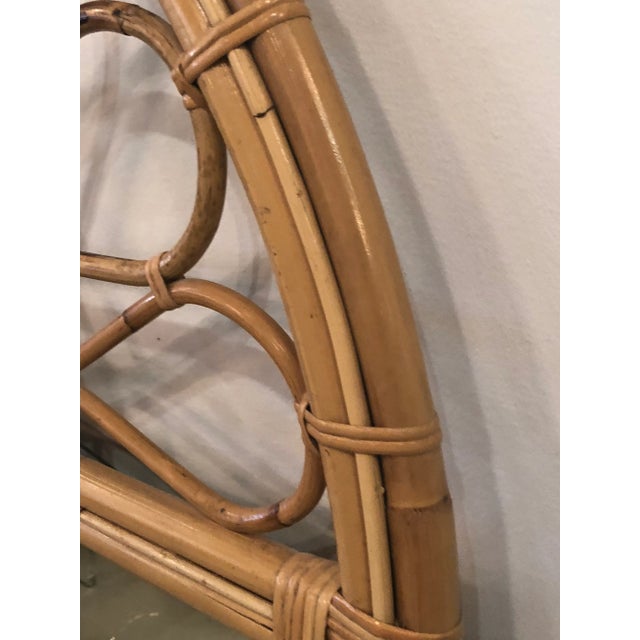 1970s Vintage Bamboo Rattan Arched Wall Mirror For Sale - Image 5 of 11