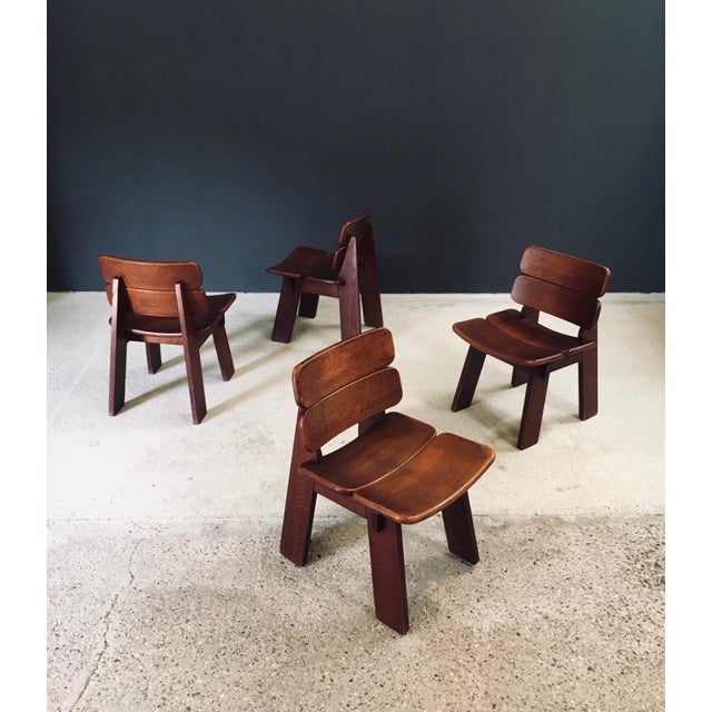 Constructivist Oak Dining Chairs, Belgium, 1960s, Set of 4 For Sale - Image 17 of 18