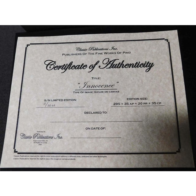 Blue Pino "Innocence" Hand Signed & Embellished With Custom Framed For Sale - Image 8 of 8