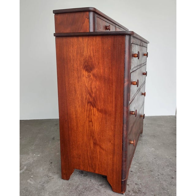Vintage late 19th century flame walnut highboy dresser art deco antique