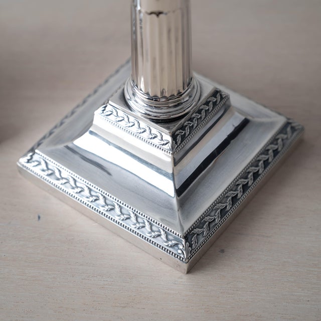 Hawksworth, Eyre & Co LTD Georgian Sterling Silver Candlesticks, Sheffield 1905 For Sale In Savannah - Image 6 of 10