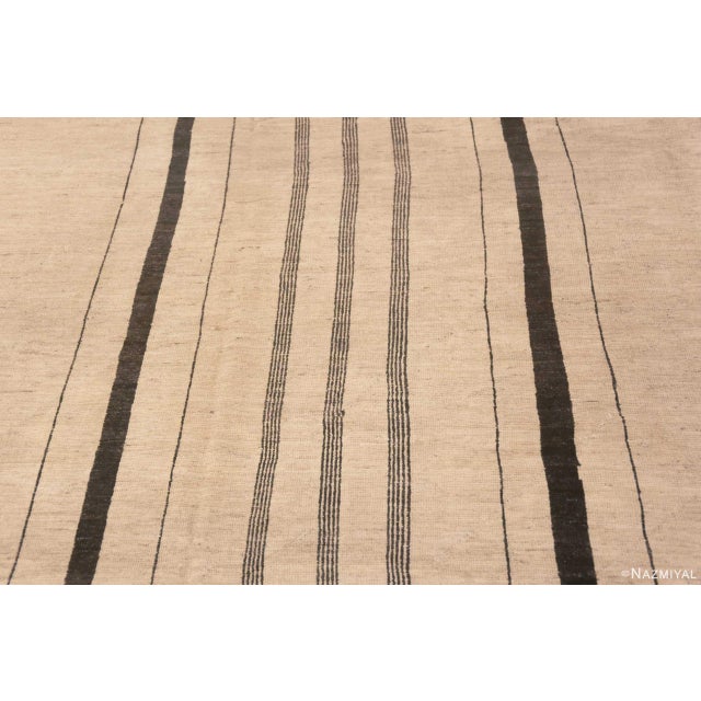 Contemporary Ivory Cream Geometric Striped Modern Contemporary Room Size Rug For Sale - Image 3 of 7
