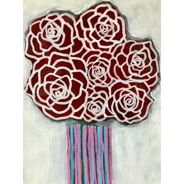 Contemporary Cassandra Auker Contemporary Small Painting on Paper “Little Rose Vase” For Sale - Image 3 of 4