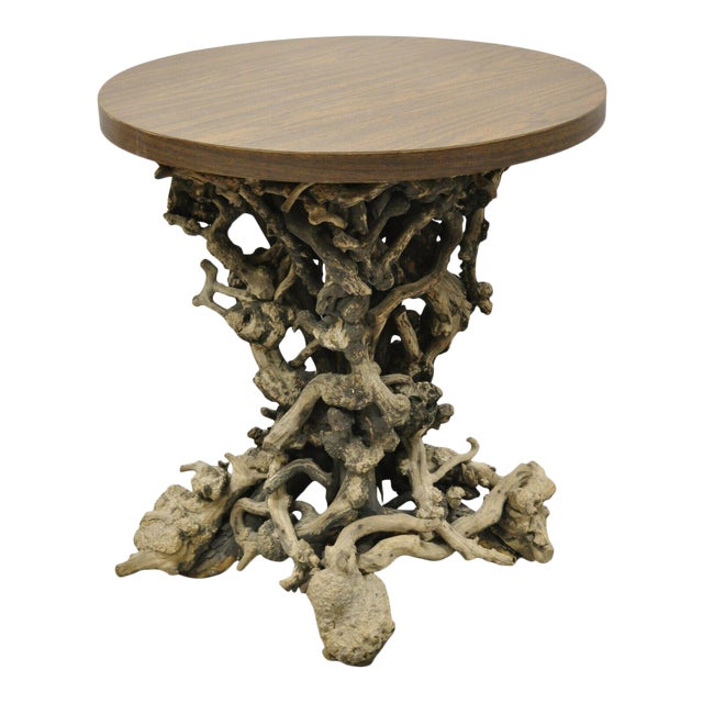 Vintage Driftwood Root Base Drift Wood Pedestal Naturalistic Accent