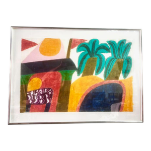 1980s Original Signed Carol Summers "Basholi" Woodcut, Framed