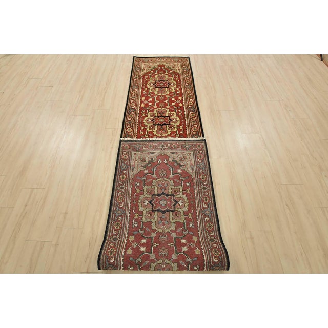 Heriz Runner 2’6” X 12′ Red Wool Traditional Hand-Knotted Oriental Rug For Sale - Image 12 of 13