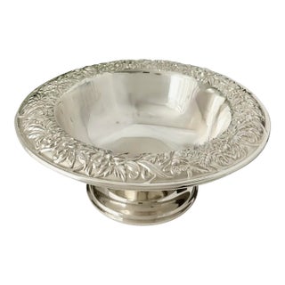 Vintage Kirk & Sons Sterling Footed Compote Repousse Bowl For Sale