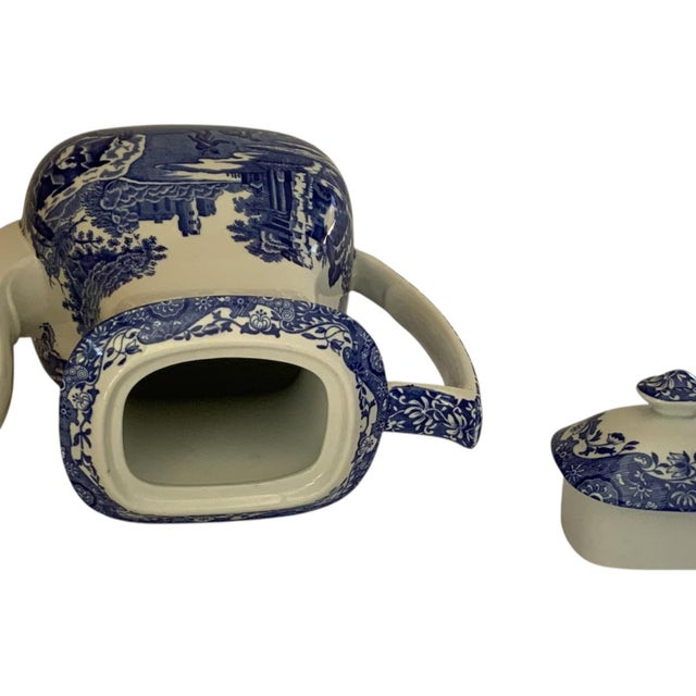 Italian Vintage Authentic Spode Blue Italian Large Coffee Pot England For Sale - Image 3 of 9