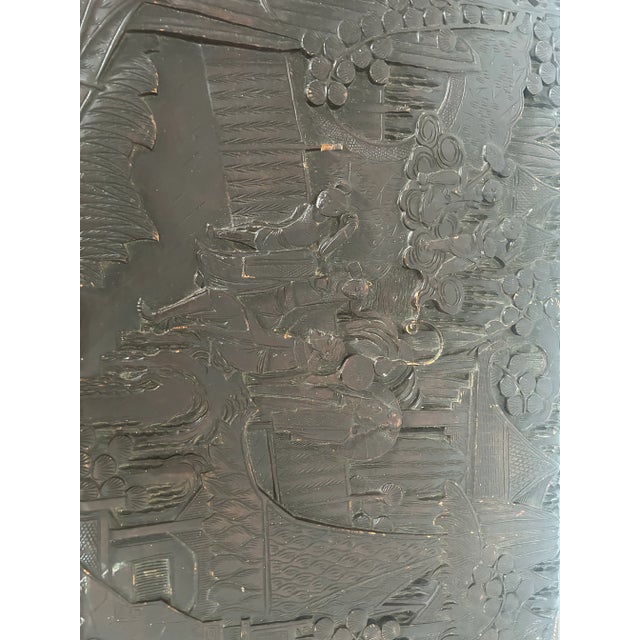 Brown Carved Camphor Dark Wood Chest 1940s For Sale - Image 8 of 10