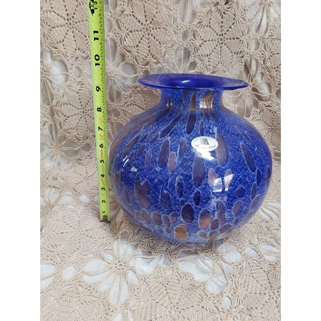 1990s Vinatge Maestri Vertrai Hand Blown Blue Glass Vase For Sale - Image 5 of 5
