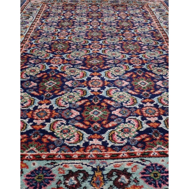 Vintage Turkish Sparta Oushak Rug in Deep Blue, Red, and Green 3'0 X 5'0 For Sale - Image 4 of 11