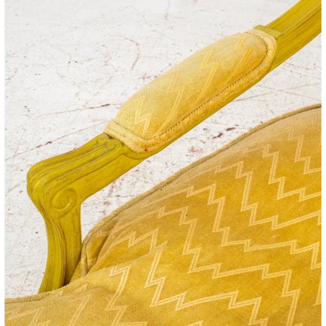 Early 21st Century Louis XV Style Yellow Painted Upholstered Armchair For Sale - Image 5 of 10