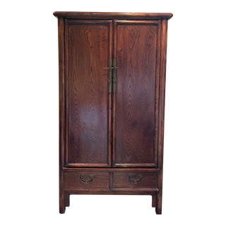 Late 20th Century Antique Chinese Wedding Cabinet / Armoire / Wardrobe For Sale