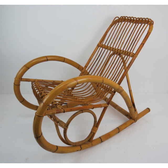 Vintage Franco Albini Style Bamboo Rocking Chair Chairish