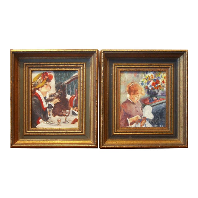 'Pair of French Figural Oils', Paris, Post-Impressionism, Haute Couture For Sale