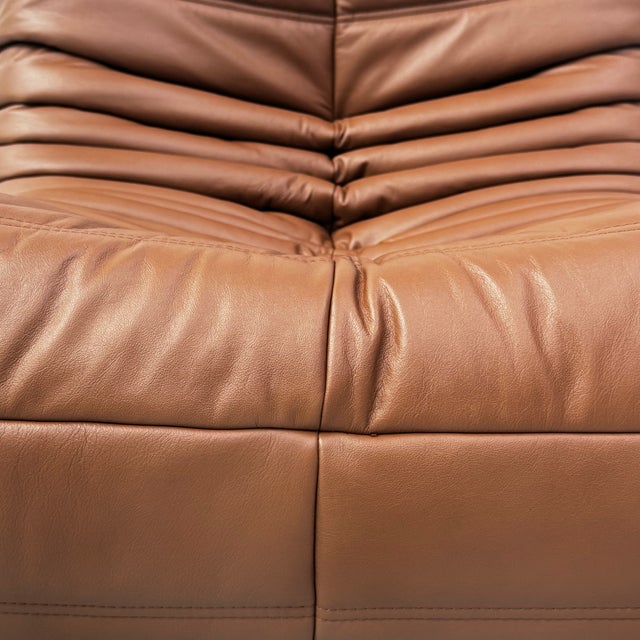 Togo Lounge Chair in Dark Cognac Leather attributed to Michel Ducaroy for Ligne Roset For Sale - Image 6 of 13