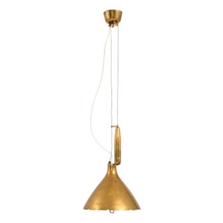 Pendant Lamp in Brass and Glass by Paavo Tynell, 1950s For Sale