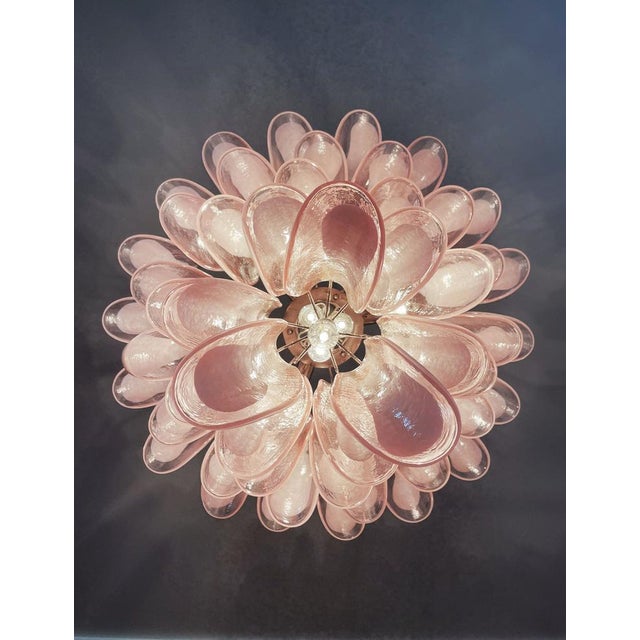 Vintage Italian Murano Chandelier with Pink Glass Petals, 1990s For Sale - Image 10 of 18