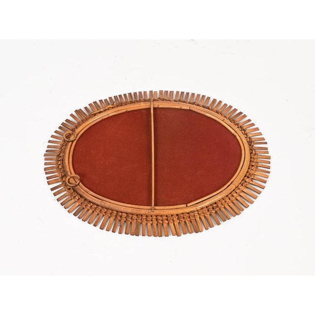 Organic Oval Mirror in Bamboo, Rattan and Wicker by Franco Albini, Italy, 1960s For Sale - Image 11 of 13