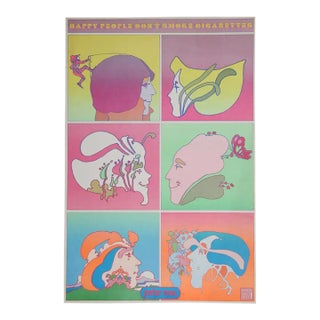 Happy People Don't Smoke (American Cancer Society), Peter Max Poster For Sale