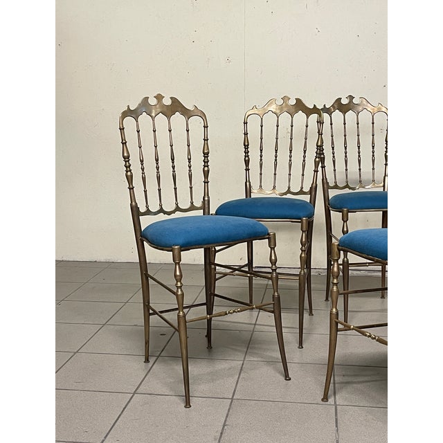 Chiavarine Chairs in Brass and Fabric, 1950s, Set of 6 For Sale - Image 6 of 18