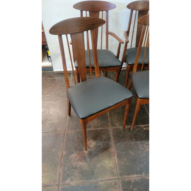 Mid-Century Modern 1960s Mid-Century Modern Bonnie Garrison Persimon Cat Eye Chair Set Six Walnut For Sale - Image 3 of 9