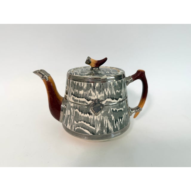 Art Deco 1930s Arthur Wood Silver Shield Teapot For Sale - Image 3 of 10