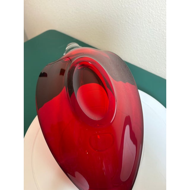 Duncan & Miller Ruby Red Cranberry Glass Swan Bowl - Vintage Mid Century Modern Art Glass Candy Dish For Sale In Boise - Image 6 of 7
