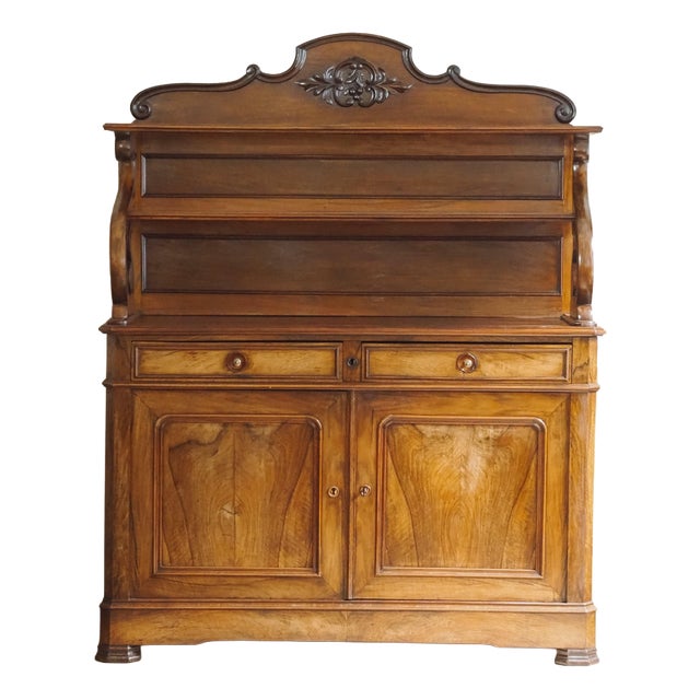 Louis-Philippe Walnut Sideboard with Hutch, 1870 For Sale