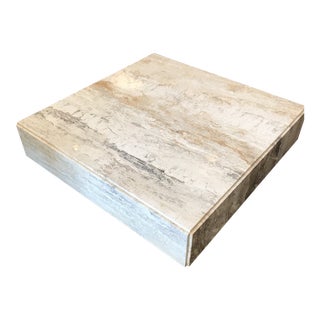 Gorgeous Plinth Travertine Cocktail Table in the Manner of Baughman For Sale