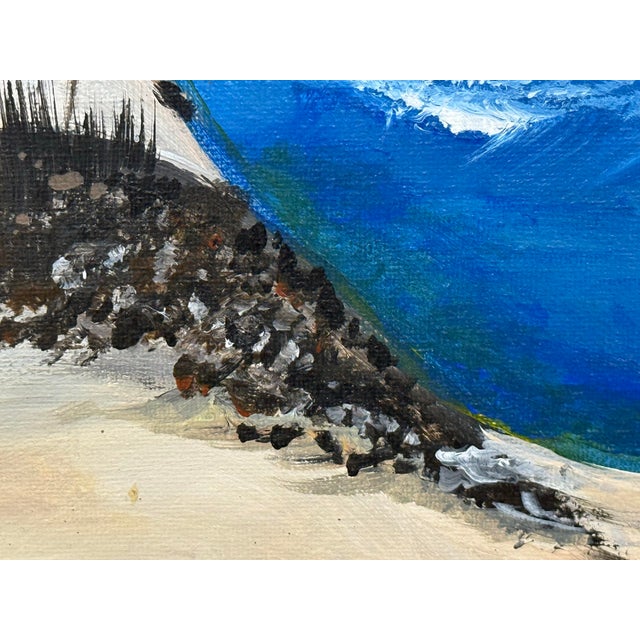 Coastal Beach Seascape Original Oil Painting, Signed For Sale - Image 9 of 12