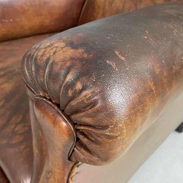 Art Nouveau Armchairs with Armrest in Brown Leather, England, 1920s, Set of 2 For Sale - Image 10 of 18