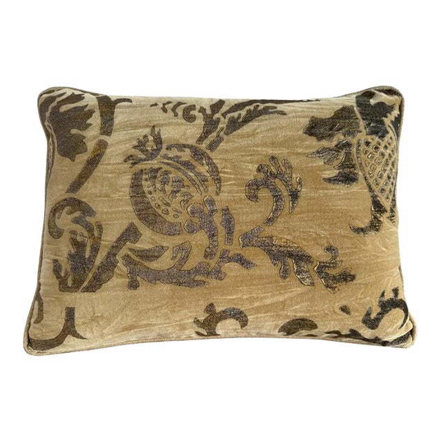 Velvet Nomi Stenciled Pillow With Linen Back For Sale