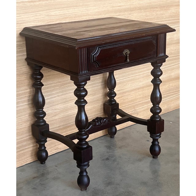 20th Pair of Spanish Carved Nightstands With Drawer For Sale - Image 4 of 10