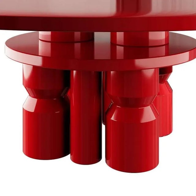 Mid-Century Modern Volver Dining Table in Red by Hommés Studio For Sale - Image 3 of 4
