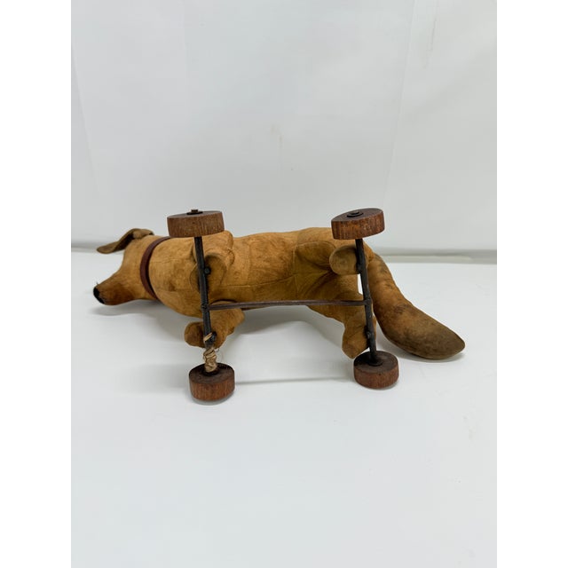 Wood German Pull Toy Dog, Turning Head, Steiff or Thuringian Workshop, C. 1900 - 1915 For Sale - Image 7 of 9
