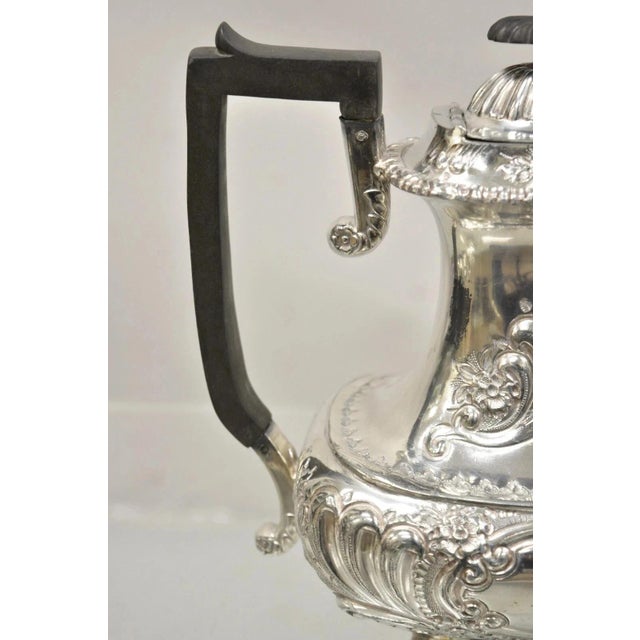 Antique English Victorian Silver Plated Floral Repousse Coffee Pot Teapot For Sale In Philadelphia - Image 6 of 11