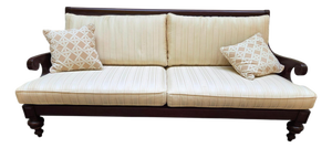 1990s Rare Ethan Allen Double Cane Empire Sofa Couch West Indies British Classic