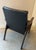 Black Mid-20th Century Black, Button-Tufted, Faux Leather Accent Chair With Wooden Legs & Arms - Vintage Charm! For Sale - Image 8 of 15