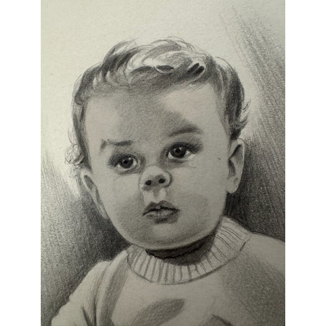 Original graphite pencil drawing by American artist and illustrator Theodore E. Schrock (1879–1952), depicting a young...
