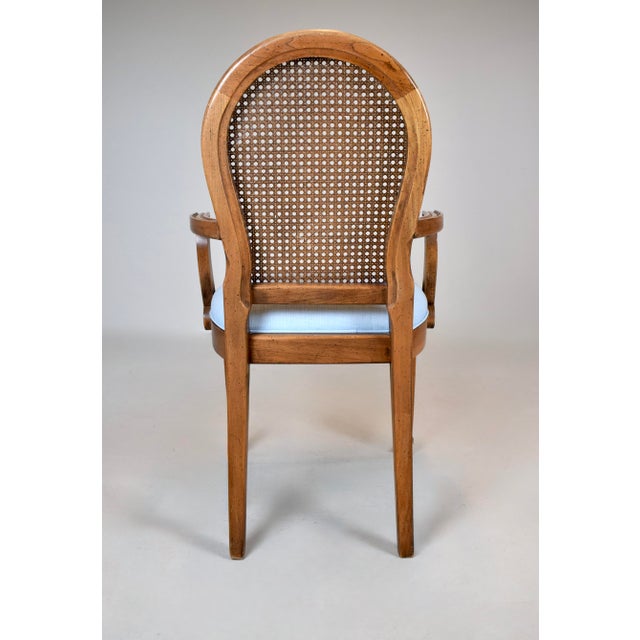 Wood Vintage French Louis XVI Style Cane Back Accent Armchair For Sale - Image 7 of 11