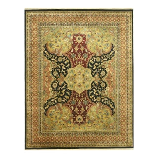 Oriental Black Hand-Knotted New Zealand Wool Rug Carpet, Medallion Design For Sale