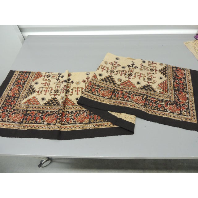 Boho Chic Vintage Black and Red Printed Batik Textile Border For Sale - Image 3 of 5